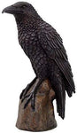 PACIFIC GIFTWARE Black Raven Bird on Stump Statue Cold Cast Resin Figurine