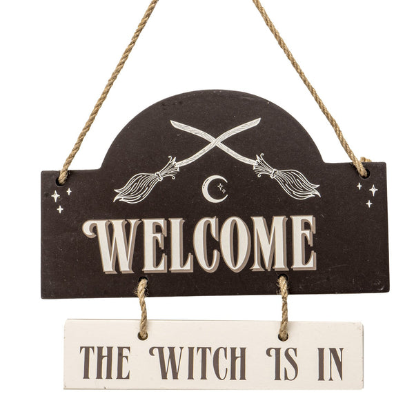 THE WITCH IS IN HANGING SIGN