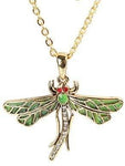 MYSTICA JEWELRY COLLECTION GOLDEN DRAGONFLY NECKLACE PENDANT PEWTER ALLOY