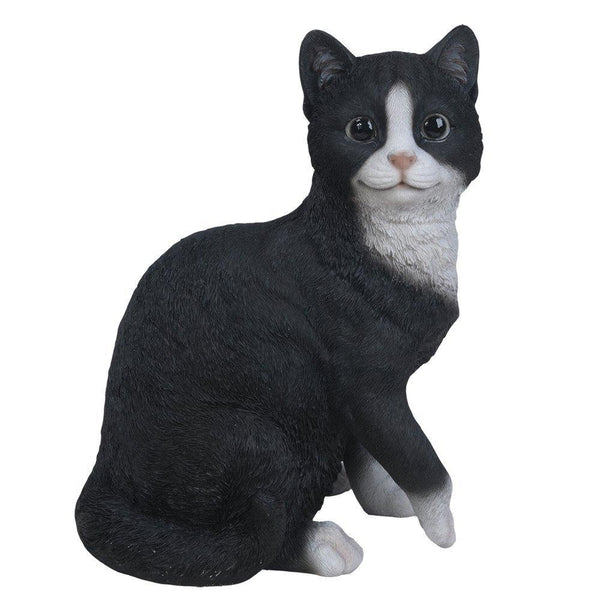 PACIFIC GIFTWARE Realistic Bicolor Black and White Cat Kitten Collectible Figurine Amazing Detailed Glass Eyes Hand Painted Resin Life Size 10 inch Figurine Perfect for Cat Lover Collectible
