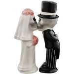 PACIFIC GIFTWARE Bride & Groom Skeletons Kissing Magnetic Salt & Pepper Shakers -"Love Never Dies"