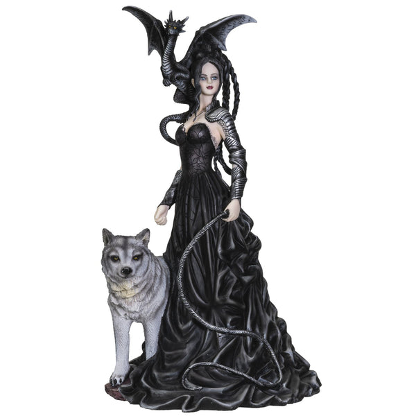 NENE THOMAS Bella Maestra with Wolf and Winged Resin Figurine