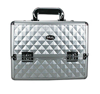 Professional Makeup Artist Travel Cosmetic Train Case w/ 3 Tier Side Extendable Trays Aluminum Hard Case