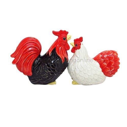 Rooster and Hen Attractives Salt Pepper Shaker Made of Ceramic