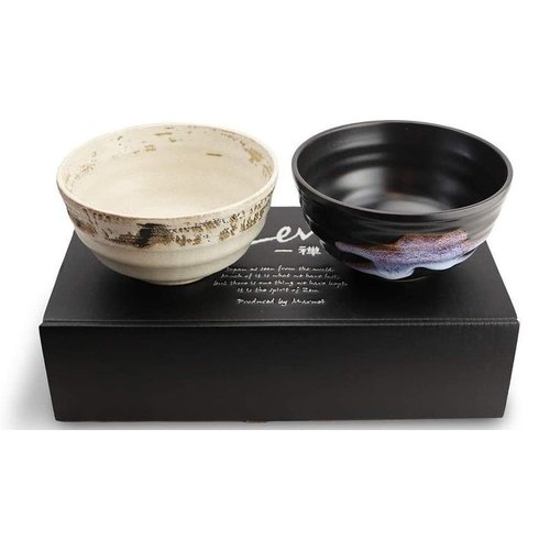 BOTEGA EXCLUSIVE Made in Japan Earthtone 2 PCS Japanese Zen Ramen Noodle Soup Bowl