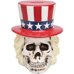 PACIFIC GIFTWARE Uncle Sam Skeleton Skull Piggy Bank Ceramic Statue Figurine, 8" H