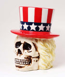 PACIFIC GIFTWARE Uncle Sam Skeleton Skull Piggy Bank Ceramic Statue Figurine, 8" H