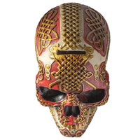 BOTEGA EXCLUSIVE Golden Celtic Lion Tribal Knot Tattoo Coat of Arms Red Skull Money Bank Figurine Coin