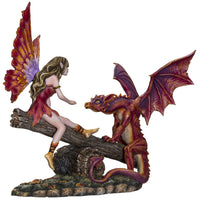 PACIFIC GIFTWARE FairyTate Fairy Red Dragon on the Seesaw Decorative Resin Collectible Figurine Statue