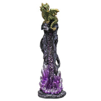 Pacific Giftware Green Dragon Crystal Geode Stick Incense Burner 9.75” Tall