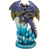 PACIFIC GIFTWARE Fantasy Guarding Dragon on Crystal Gemstone Rock Figurine Statue Home Decor Collectible