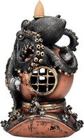 7" Kraken on Divers Helmet Backflow Incense Burner Resin Figurine