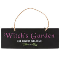 Pacific Giftware Gothic “Witch’s Garden, Cat Lovers Welcome” Wooden Warning Sign 7.86” Long