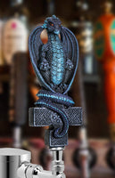 SUMMIT COLLECTION Fantasy Dragon On Celtic Cross Beer Tap Handle Display Grey Stone Sculptural Decor for Homebrew Kegerators Man Cave Bars Cool Beer Gift