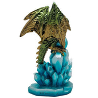 PACIFIC GIFTWARE Fantasy Guarding Golden Dragon on Crystal Gemstone Rock