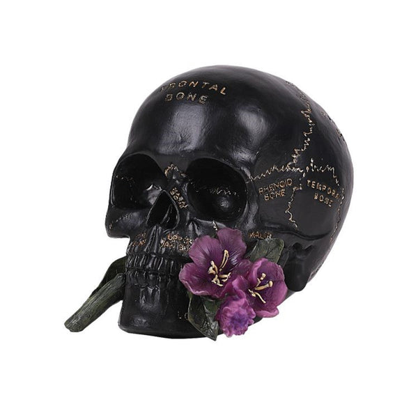 PACIFIC GIFTWARE Skull with Flower Resin Figurine Home Decor