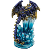 PACIFIC GIFTWARE Fantasy Guarding Dragon on Crystal Gemstone Rock Figurine Statue Home Decor Collectible