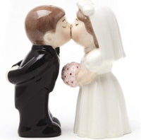 "Bride Groom Kissing" Magnetic Salt & Pepper Set