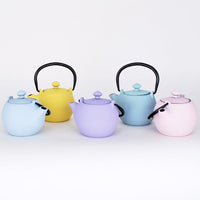 JAPAN COLLECTION Light Yellow Cast Iron Round Teapot With Lid and Stainless Steel Infuser