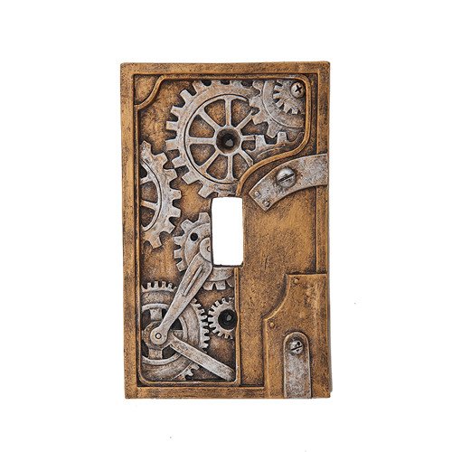 PACIFIC GIFTWARE Steampunk Light Switch Plate Cover, Gray/Gold