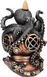 7" Kraken on Divers Helmet Backflow Incense Burner Resin Figurine