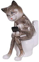 BOTEGA EXCLUSIVE Lazy Cat Figurine, Hiding Inside the Restroom to Play with Cell Phone on Top of Toilet