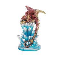 PACIFIC GIFTWARE Fantasy Guarding Red Dragon on Crystal Gemstone Rock