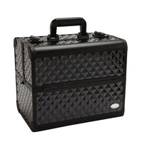Makeup Train Case 13.5" Aluminum Professional Cosmetic Organizer Box with Adjustable Dividers (Silver)