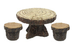 PACIFIC GIFTWARE Enchanted Garden Tree Stump Table and Chairs Set Mini Fairy Garden Decorative Accessory 3pc Set