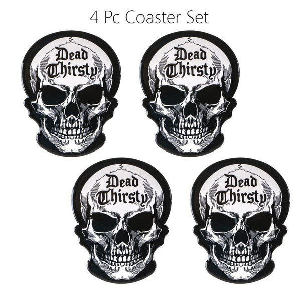 Pacific Giftware Dead Thirsty Skull Ceramic Coaster with Cork Backing Set of 4