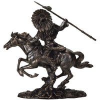 PACIFIC GIFTWARE American Indian Warrior Riding Horse with Spear 13 inches Tall