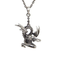 MYSTICA JEWELRY COLLECTION Fire Breathing Medieval Dragon Metal Pendant with Chain Necklace