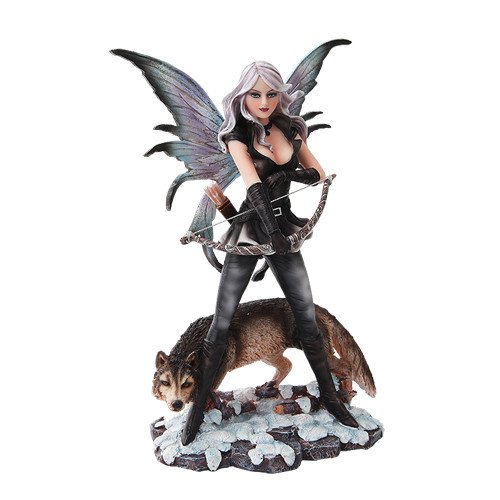 PACIFIC GIFTWARE 10 Inch Warrior Winged Fairy with Wolf and Bow Statue Figurine