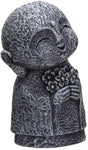 Eastern Enlightenment Happy Japanese Jizo Monk Holding a Batch of Flowers Resin Figurine