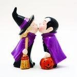 PACIFIC GIFTWARE Halloween Witch & Vampire Ceramic Magnetic Salt and Pepper Shakers Set