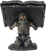 Pacific Giftware Spell Book Skeleton Podium Gothic Horror Home Decor Accent 6.75” Tall