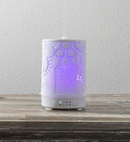 Frank Lloyd Wright Collection Design Inspired Porcelain Aroma Diffusers for Essential Oils 4 Timer Color Changing LED Night Light Auto Off (OYA Carving)