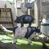 SUMMIT COLLECTION Barnyard Designs Stacked Farm Animals Cow Pig Chicken Figurines Farmhouse Decor