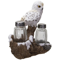 Snowy Owl Perching On Tree Branch Spiritual Realistic Decorative Glass Salt and