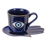 EVIL EYE CUP AND SAUCER BLUE