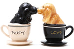 PACIFIC GIFTWARE Kissing Cocker Spaniel Pups in Tea Cups Magnetic Salt and Pepper Shakers Set