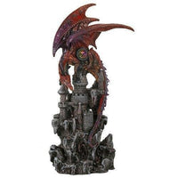 PACIFIC GIFTWARE Guardian Dragon Protecting Castle with Precious Stone Collectible Figurine 12 In