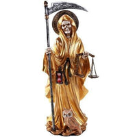 PACIFIC GIFTWARE Santa Muerte Saint of Holy Death Standing Religious Statue 10 Inch Power Prosperity Success(Gold)