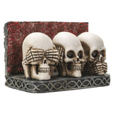 PACIFIC GIFTWARE See Hear Speak No Evil Gothic Skull Business Card Holder for Desk
