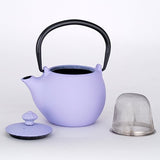 JAPAN COLLECTION Light Purple Cast Iron Round Teapot With Lid and Stainless Steel Infuser