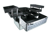 Professional Makeup Artist Travel Cosmetic Train Case w/ 3 Tier Side Extendable Trays Aluminum Hard Case