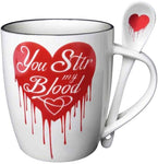 ALCHEMY ENGLAND DESIGN Gothic You Stir My Blood Heart Cup Spoon Set Gift Mug Alchemy of England