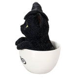 PACIFIC GIFTWARE Halloween Witches's Black Kitten Cat in Tea Cup Collectible Figurine Home Decor
