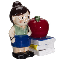 PACIFIC GIFTWARE Apple Teacher Apple Book Ceramic Salt and Pepper Shakers Set