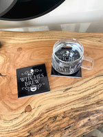 BOTEGA EXCLUSIVE Witches Brew Square Ceramic Coasters with Cork Backing (Set of 4)